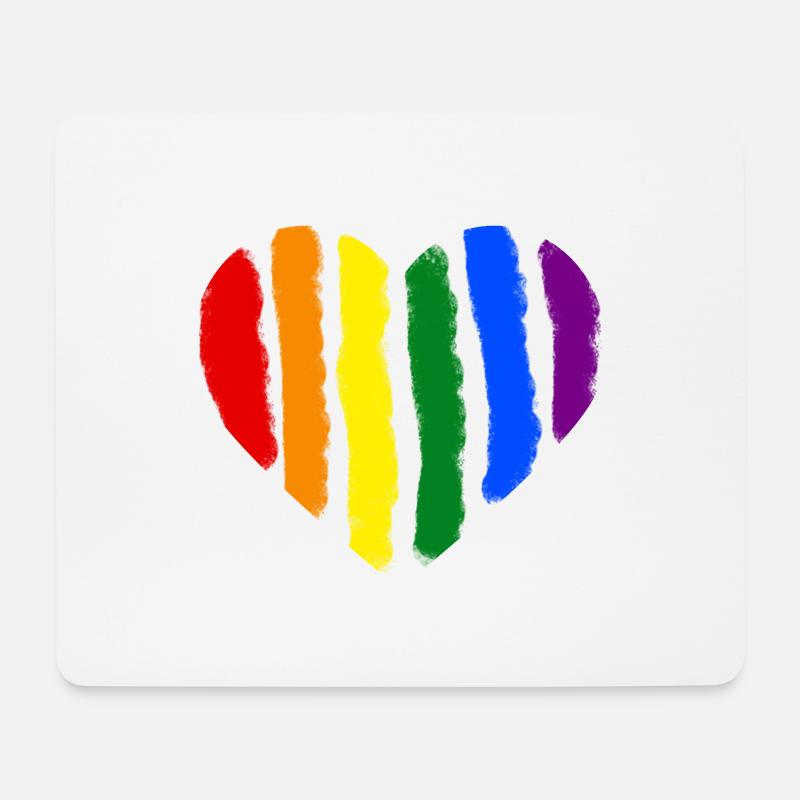Rainbow Heart - Mousepad (Querformat) - Weiß