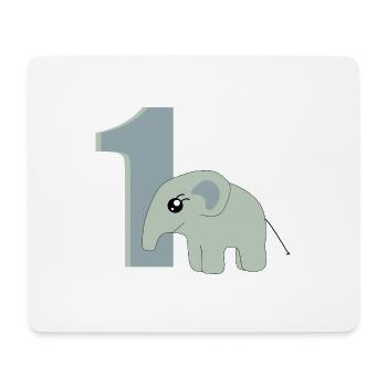 1. Geburtstag Zahl 1 Elefant Baby - Mousepad (Querformat) - Weiß - Vorne