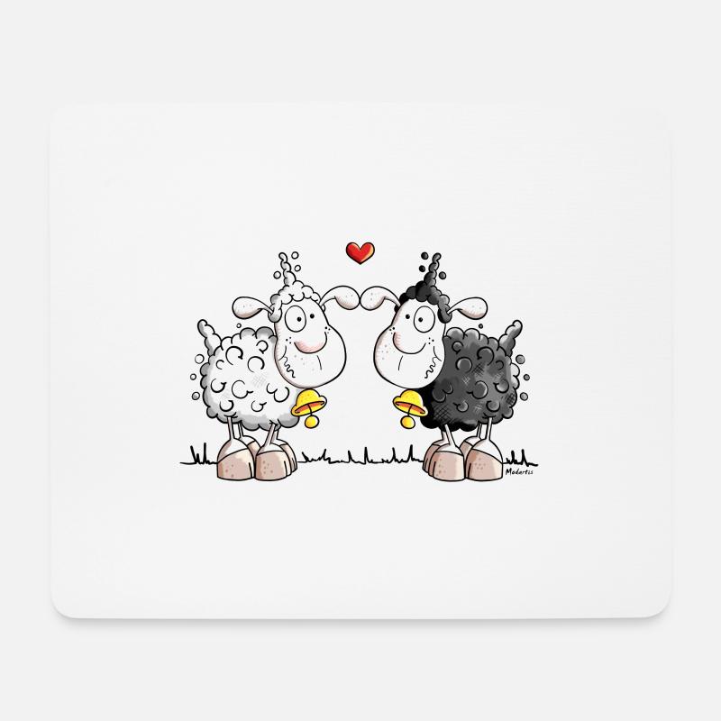 Schafe in Love - Mousepad (Querformat) - Weiß