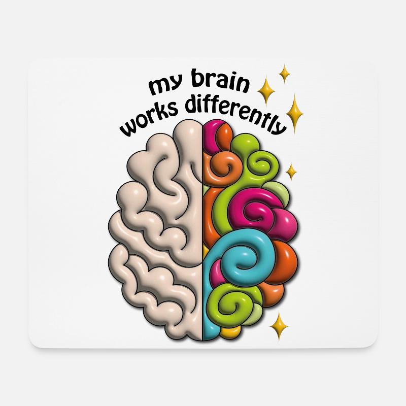 My brain works differently - Mousepad (Querformat) - Weiß