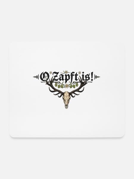 Trachten Hirschschädel mit Blütenkranz - Mousepad (Querformat) - Weiß