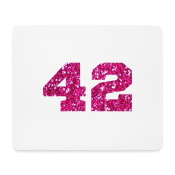 Number 42 Pink Glitter - 42nd Birthday - Mouse Pad (horizontal) - white - Front