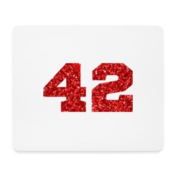 Number 42 Red Glitter - 42nd Anniversary - Mouse Pad (horizontal) - white - Front