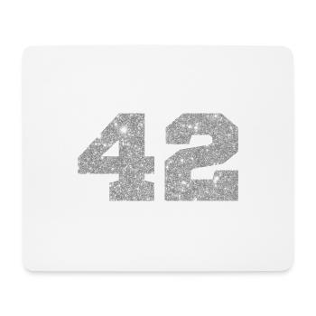 Nummer 42 Silberglitter - 42. Jahrestag - Mousepad (Querformat) - Weiß - Vorne