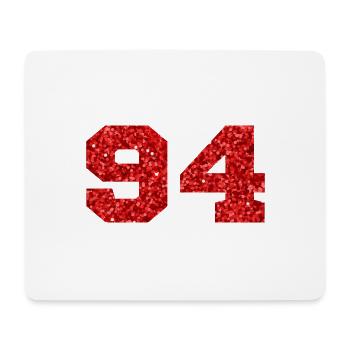 Nummer 94 Roter Glitzer - 94. Geburtstag - Mousepad (Querformat) - Weiß - Vorne