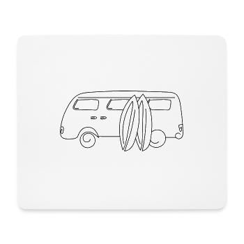 Retro-Van mit Surfbrettern - Mousepad (Querformat) - Weiß - Vorne
