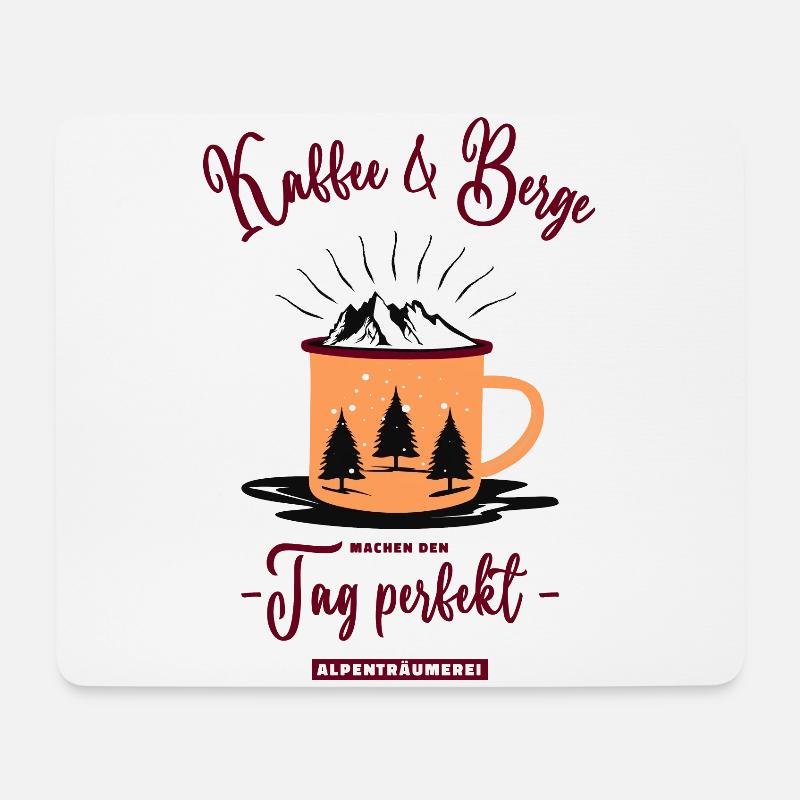 Kaffee und Berge machen den Tag perfekt - Mousepad (Querformat) - Weiß