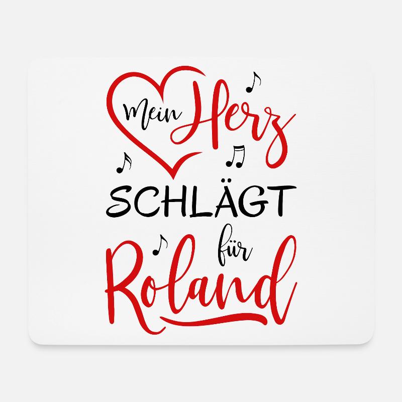 Mein Herz schlägt für Roland - Mousepad (Querformat) - Weiß