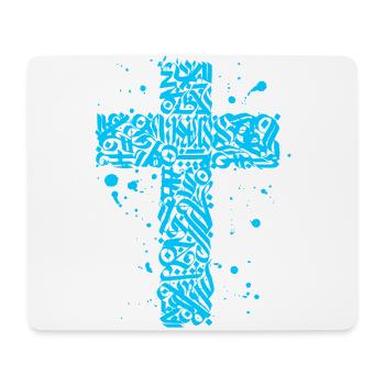 blue cross graffiti - Mouse Pad (horizontal) - white - Front