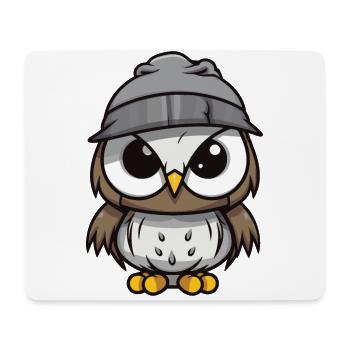 Bande dessinée d’hiver hibou - Tapis de souris (format paysage) - blanc - Devant