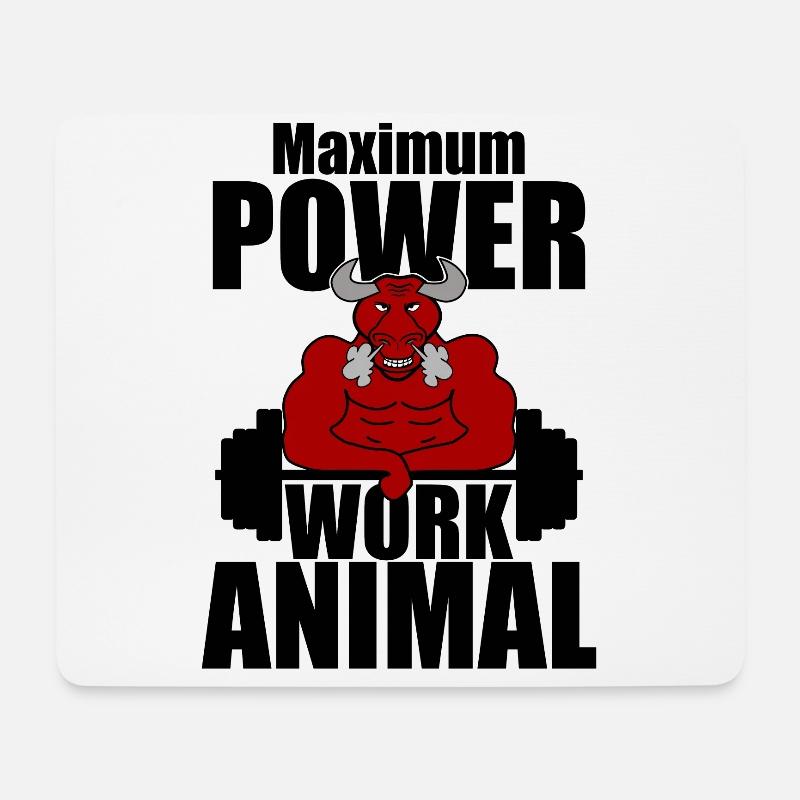 Stier Bodybuilding Fitness - Mousepad (Querformat) - Weiß