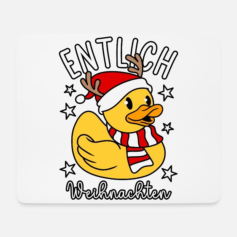 Ente Lustiger Spruch (Endlich) ENTlich Weihnachten - Mousepad (Querformat) - Weiß