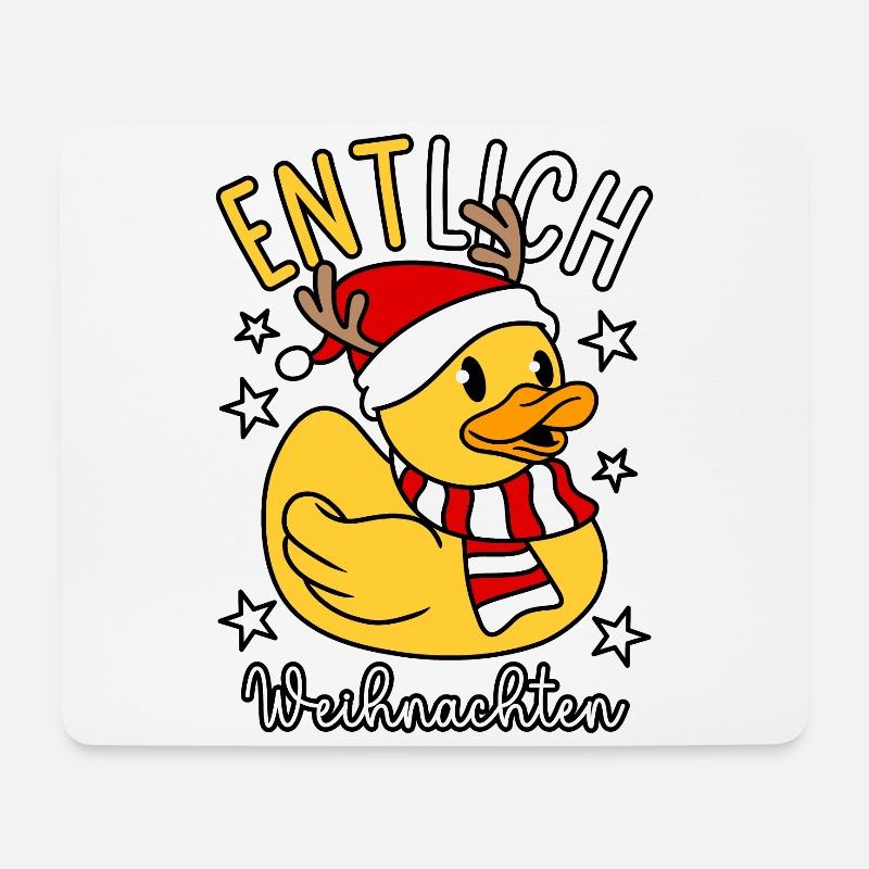 Lustige Ente - Gummiente - ENTlich Weihnachten - Mousepad (Querformat) - Weiß