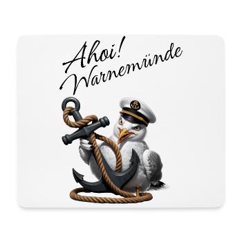 Ahoy Warnemünde ! Funny Seagull with Anchor - Mouse Pad (horizontal) - white - Front