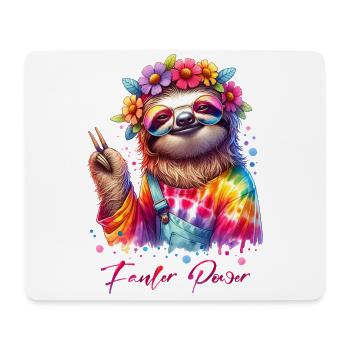 Fauler Power - Flower Power - Hippie Faultier - Mousepad (Querformat) - Weiß - Vorne