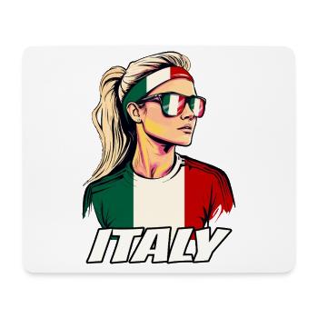 Italie drapeau drapeau femme lunettes de soleil fan jersey - Tapis de souris (format paysage) - blanc - Devant