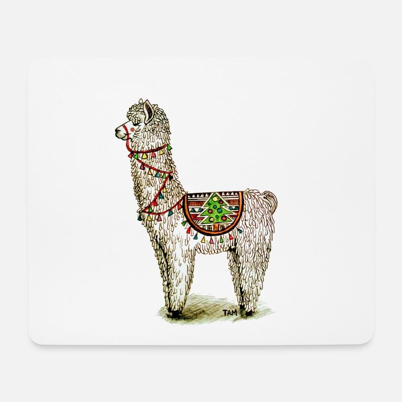 Kühler Alpaka Lama - Mousepad (Querformat) - Weiß