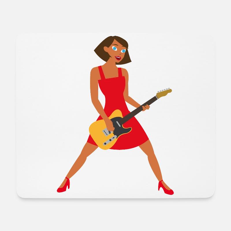Gitarristin mit rotem Kleid - Mousepad (Querformat) - Weiß