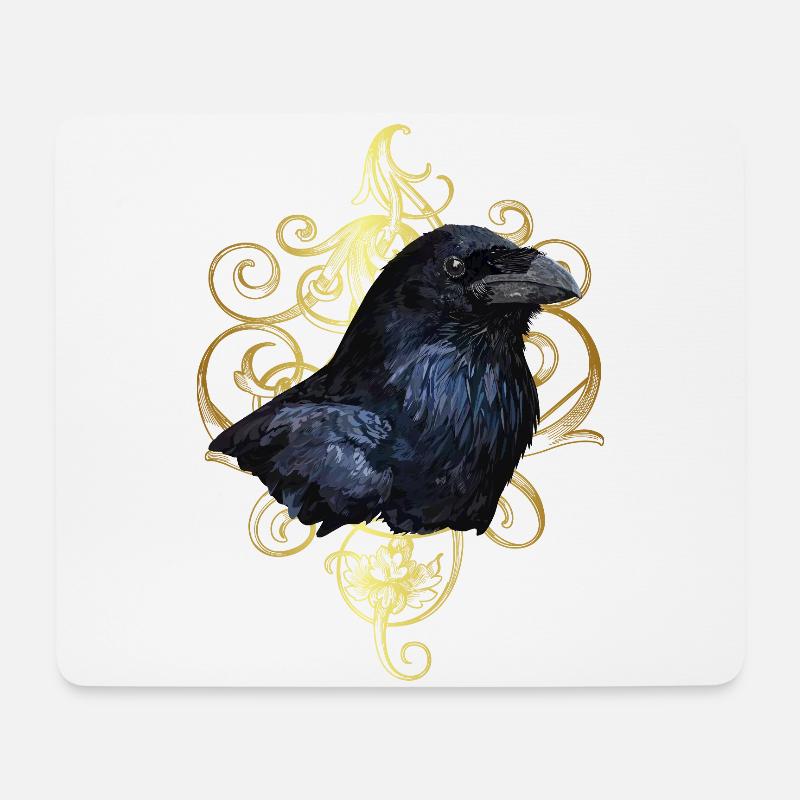 Rabe - Mousepad (Querformat) - Weiß