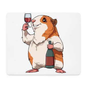 Lustiges Meerschweinchen mit Wein - Mousepad (Querformat) - Weiß - Vorne