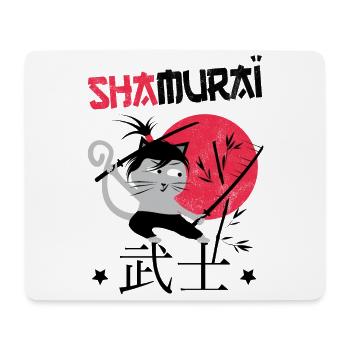 Funny Cat, Shamuraï Funny Cat Samurai Warrior - Mouse Pad (horizontal) - white - Front