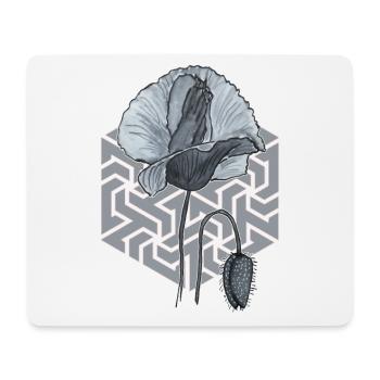 black and white poppy with hexagon in the background - Mouse Pad (horizontal) - white - Front