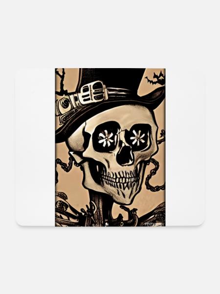 Skelett Totenschädel Blume Steampunk Halloween - Mousepad (Querformat) - Weiß