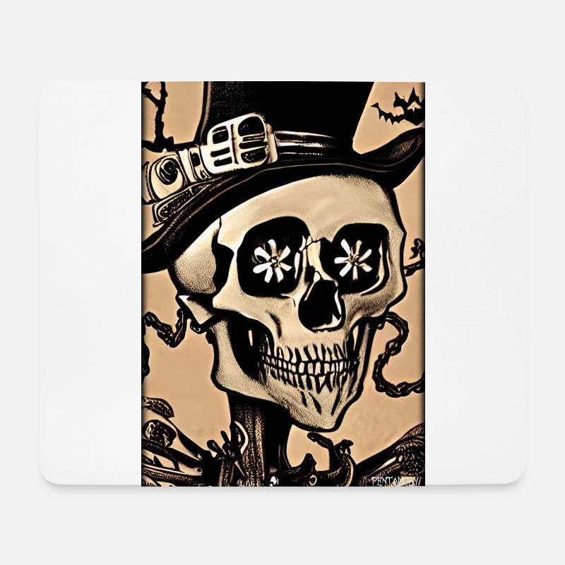 Skelett Totenschädel Blume Steampunk Halloween - Mousepad (Querformat) - Weiß