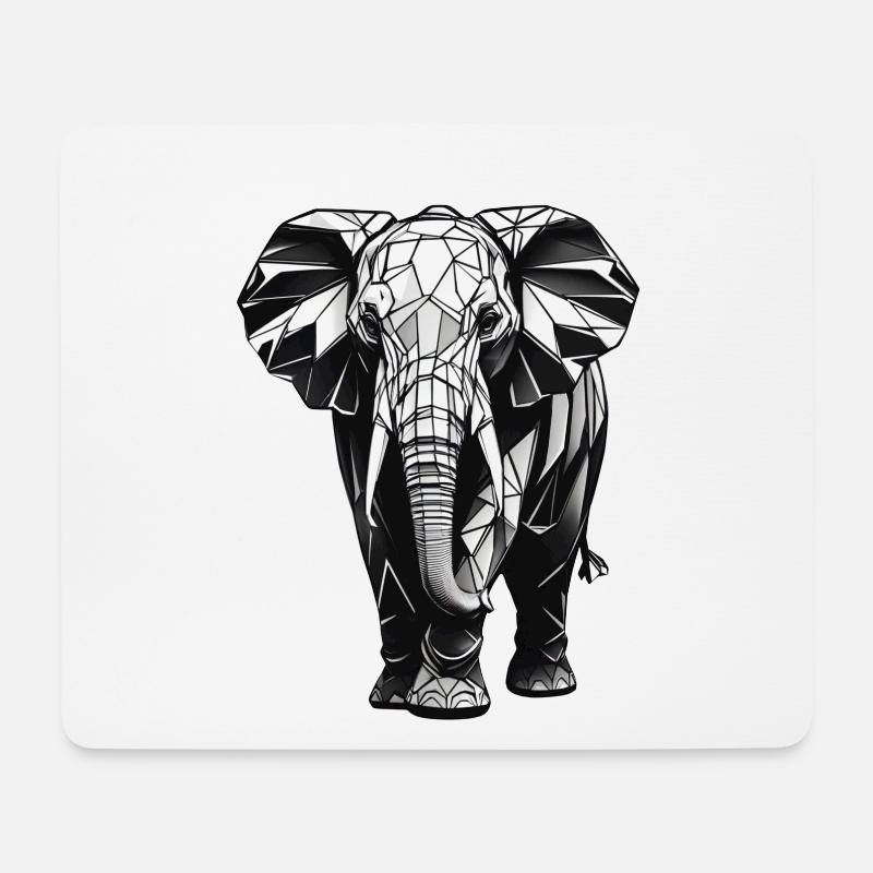 Geometrischer Stil Elefant - Mousepad (Querformat) - Weiß