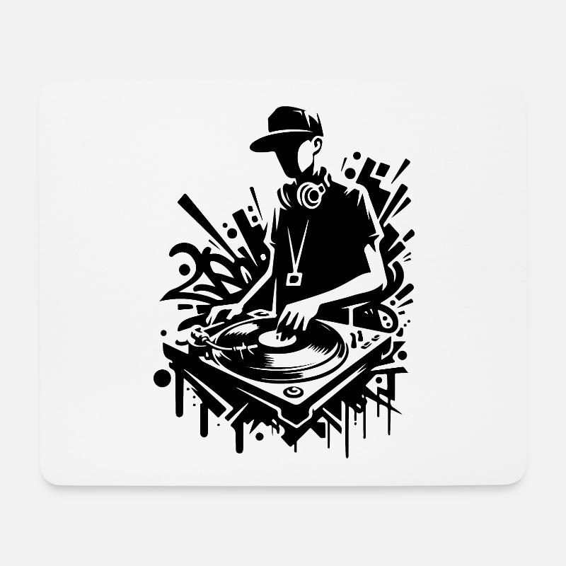 HiP HoP DJ avec Graffiti - Tapis de souris (format paysage) - blanc