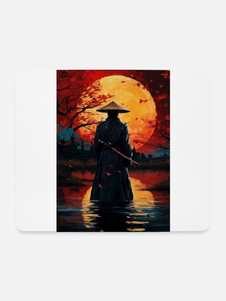 Samurai - Mousepad (Querformat) - Weiß