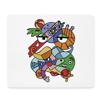 Abstrakte Frische von geometrischen Gesichtern und Schnurrbart - Mousepad (Querformat) - Weiß - Vorne