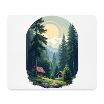 Pixelated cabin in the woods - Mouse Pad (horizontal) - white - Front