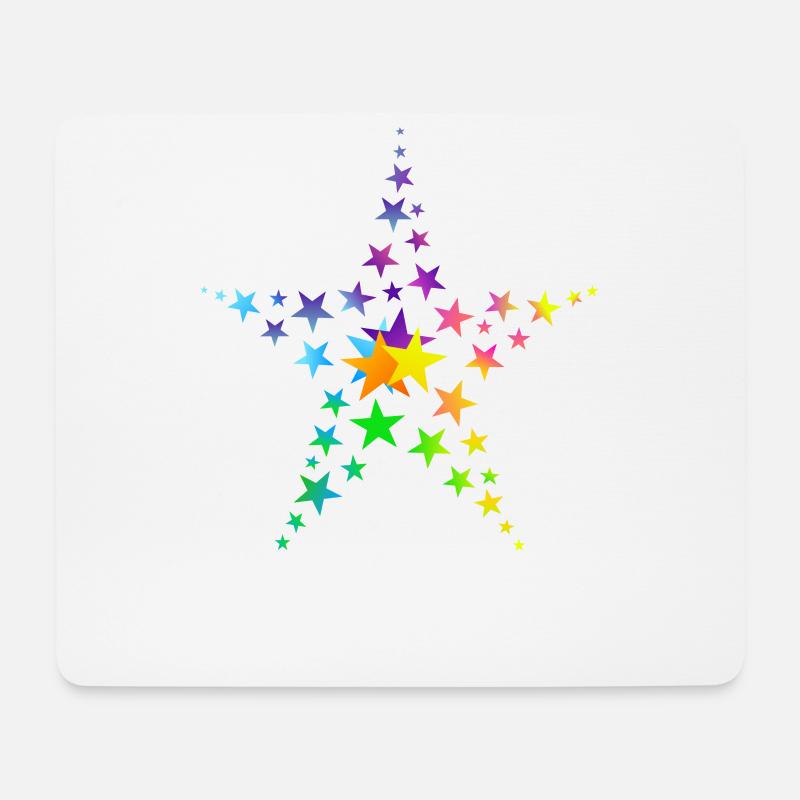 Sterne bunte Sterne viele Sterne - Mousepad (Querformat) - Weiß