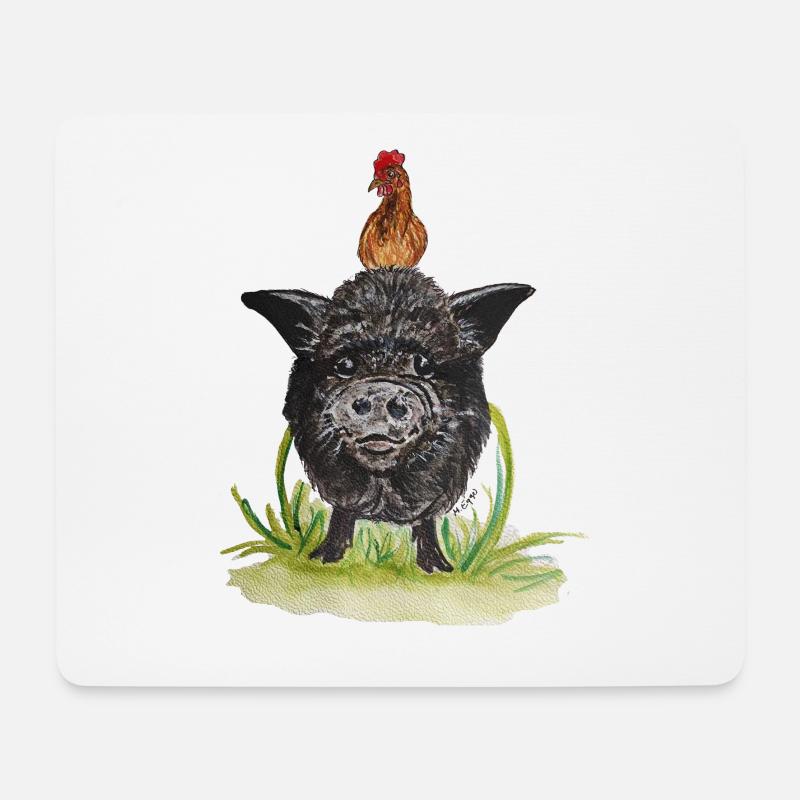 Schwein und Huhn "Fido & Jacklin" - Mousepad (Querformat) - Weiß