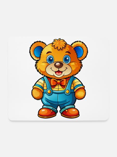 Teddy mit Hose - Mousepad (Querformat) - Weiß