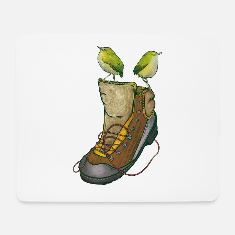 Zaunkönige auf Wanderschuh - Mousepad (Querformat) - Weiß
