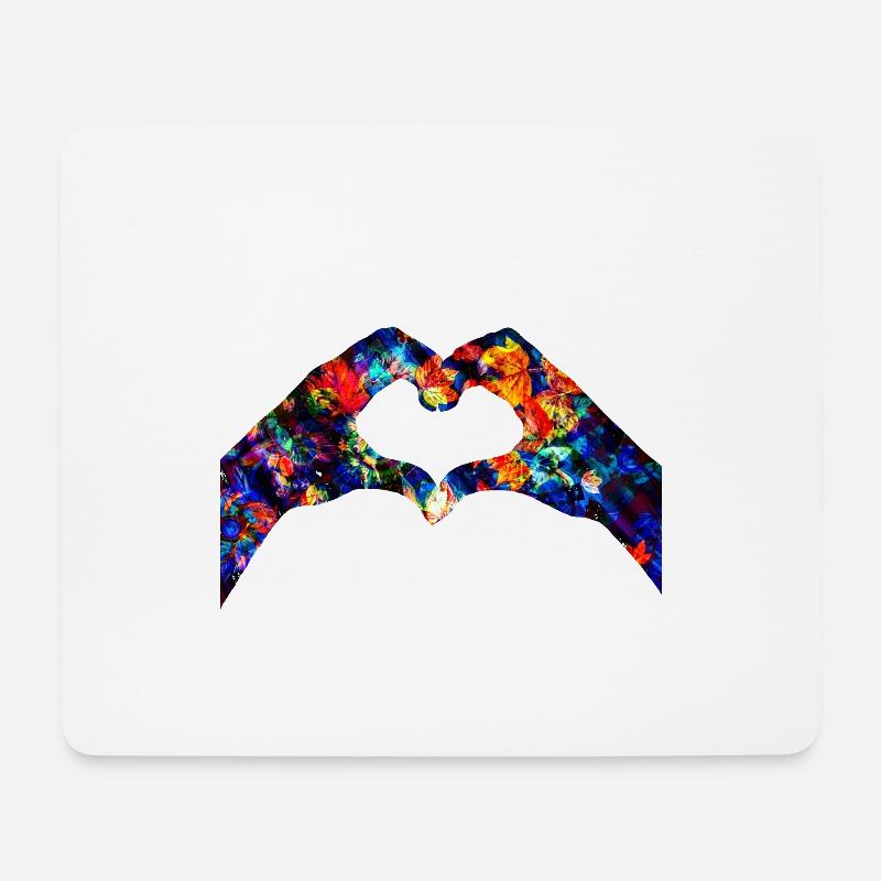 Coeur d'amour mains colorées - Tapis de souris (format paysage) - blanc
