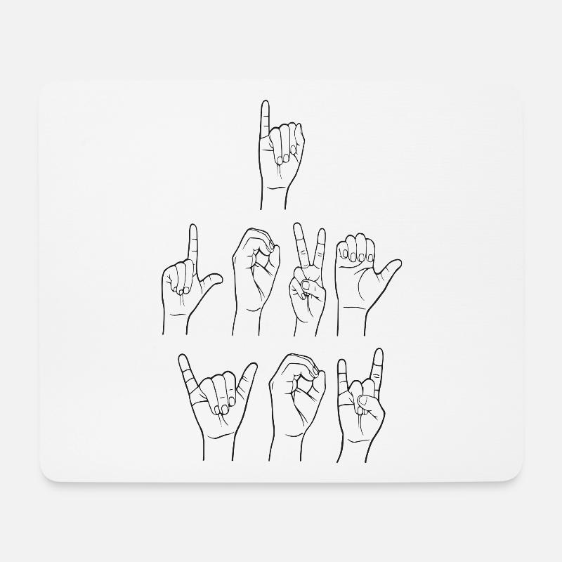 Ich liebe Dich Gebärdensprache Finger Zeichen - Mousepad (Querformat) - Weiß