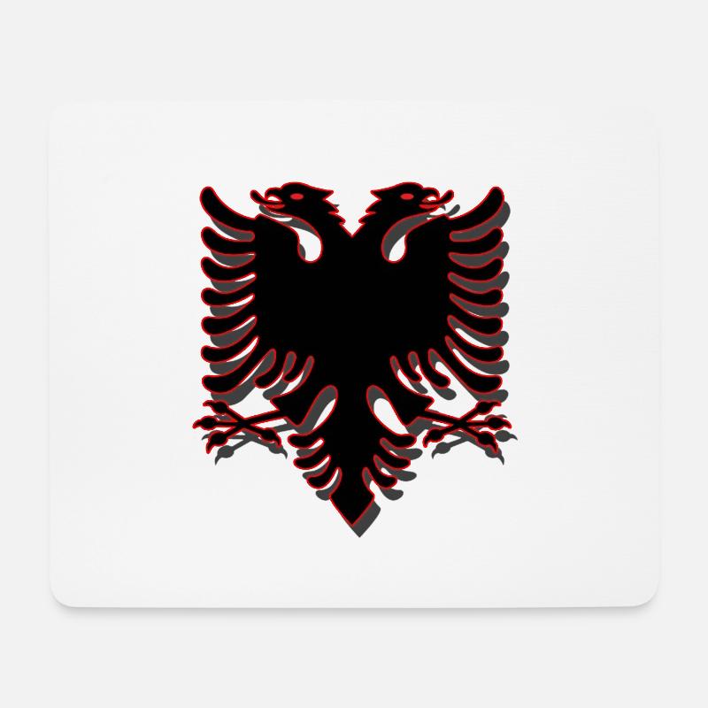 DOPPELADLER ALBANIEN / Die Flagge von Skanderbeg - Mousepad (Querformat) - Weiß