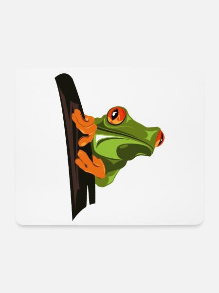 Frecher Kletter-Frosch Cartoon - Mousepad (Querformat) - Weiß