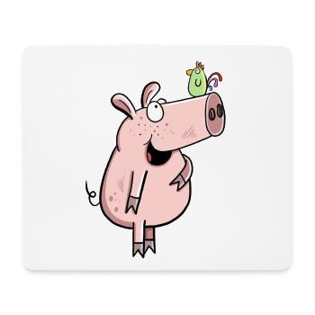 Cochon Avec Coq I BD Enfants Ferme Wutz Fun - Tapis de souris (format paysage) - blanc - Devant