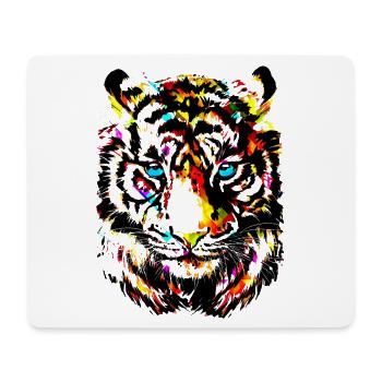 Colorful Tiger - Yellow Tiger Head - Tiger Drawing - Mouse Pad (horizontal) - white - Front