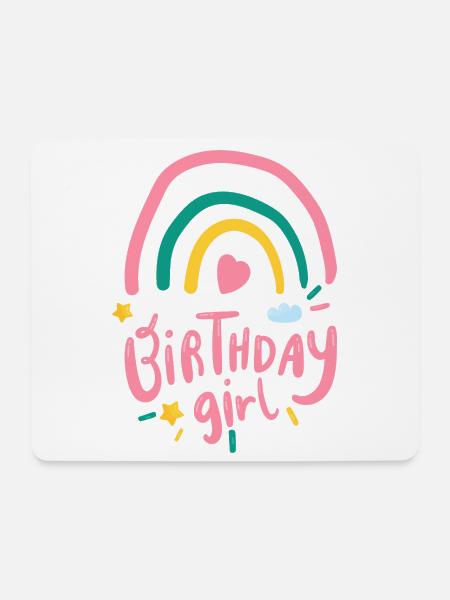 Pastel Rainbow Birthday Girl - Mouse Pad (horizontal) - white