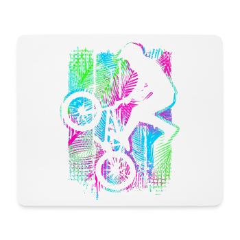 Tropisches Bmx Fahrrad mit Palmen - Retro Bmx Rad - Mousepad (Querformat) - Weiß - Vorne