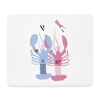 Bretagne - Homards bleu et rose - Tapis de souris (format paysage) - blanc - Devant