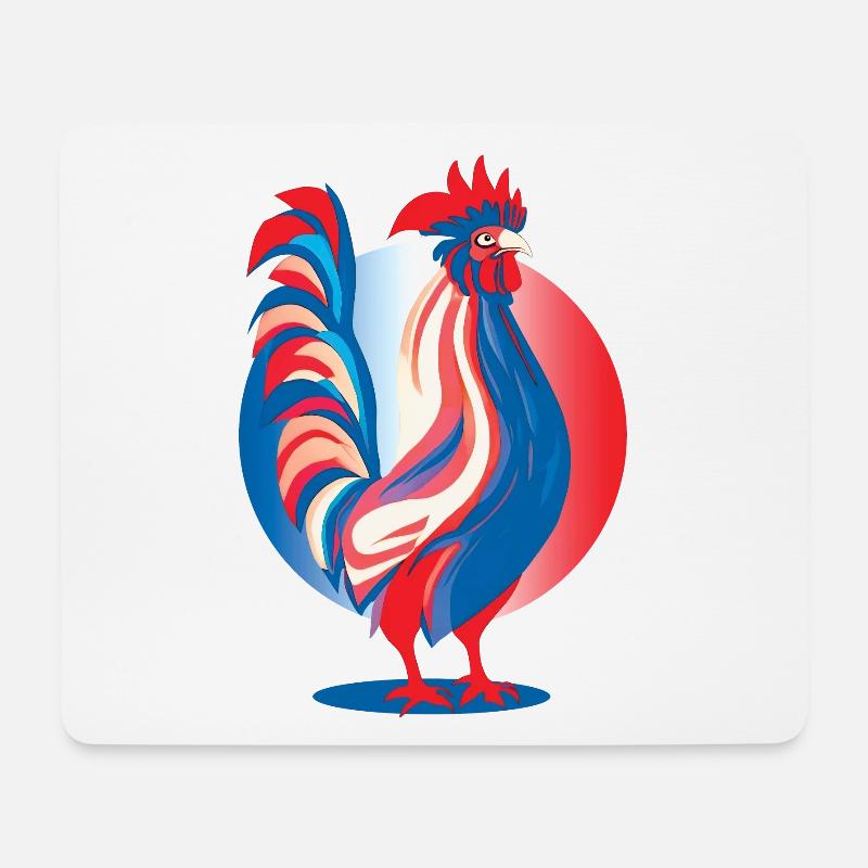Coq Bleu Blanc Rotes Emblem von La France - Mousepad (Querformat) - Weiß