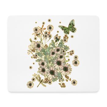 Blüten über Blüten - Blumen Flora Schmetterling - Mousepad (Querformat) - Weiß - Vorne