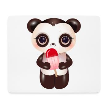 niedlicher Panda mit rotem Eis am Stil - Mousepad (Querformat) - Weiß - Vorne