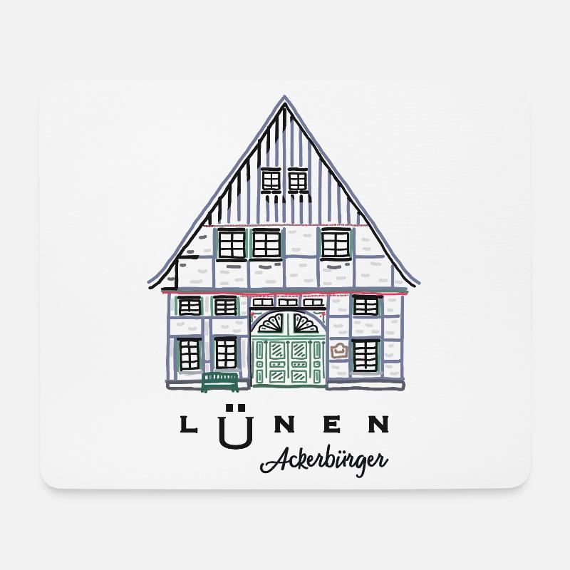 Lünen, Fachwerkhaus Ackerbürger, Kreis Unna - Mousepad (Querformat) - Weiß